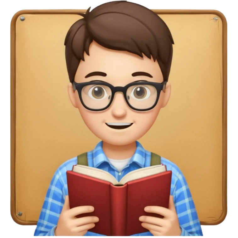 A nerd with braces and glasses reading a book. emoji
