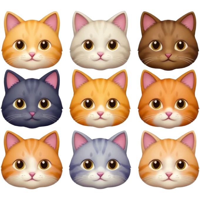 6 cats with different coloured coats emoji