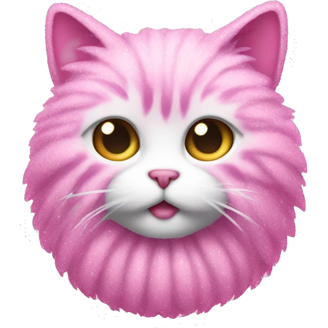 Pink glitter fluffy cat emoji