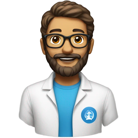 Un jeune avec une calvitie, une barbe et des lunettes emoji