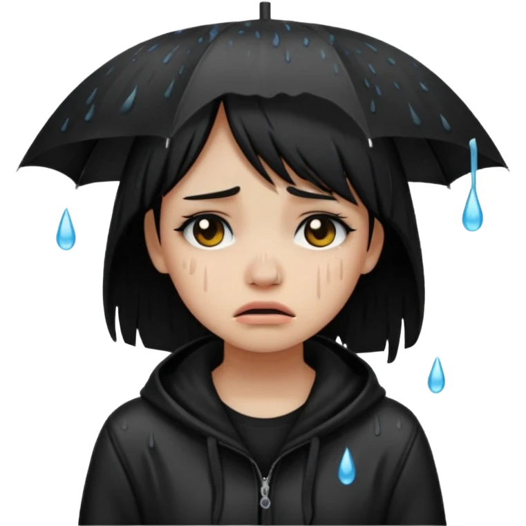 emo girl crying in the rain emoji