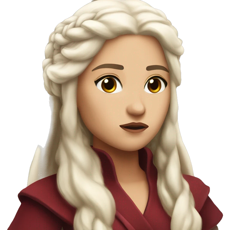daenerys tan skin dark eyes serious look long hair dark red clothing feminine  emoji