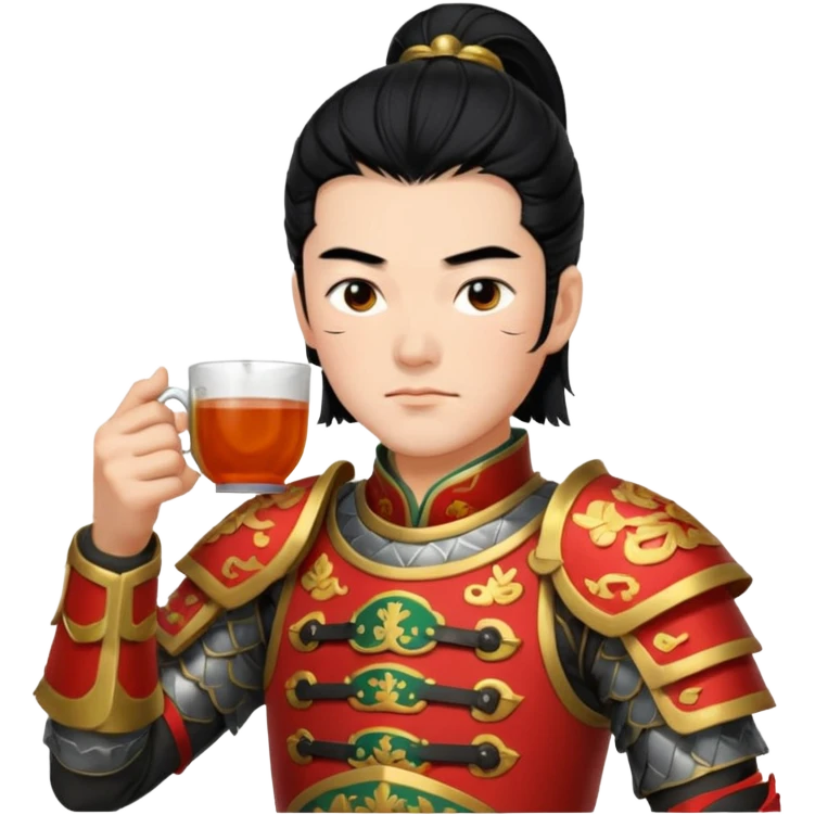 Lu bu squinting while drinking tea  emoji