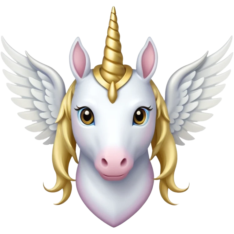 White heart with gold unicorn horn & white wings emoji