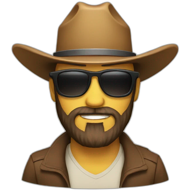 bearded man with cowboy hat and sunglasses emoji