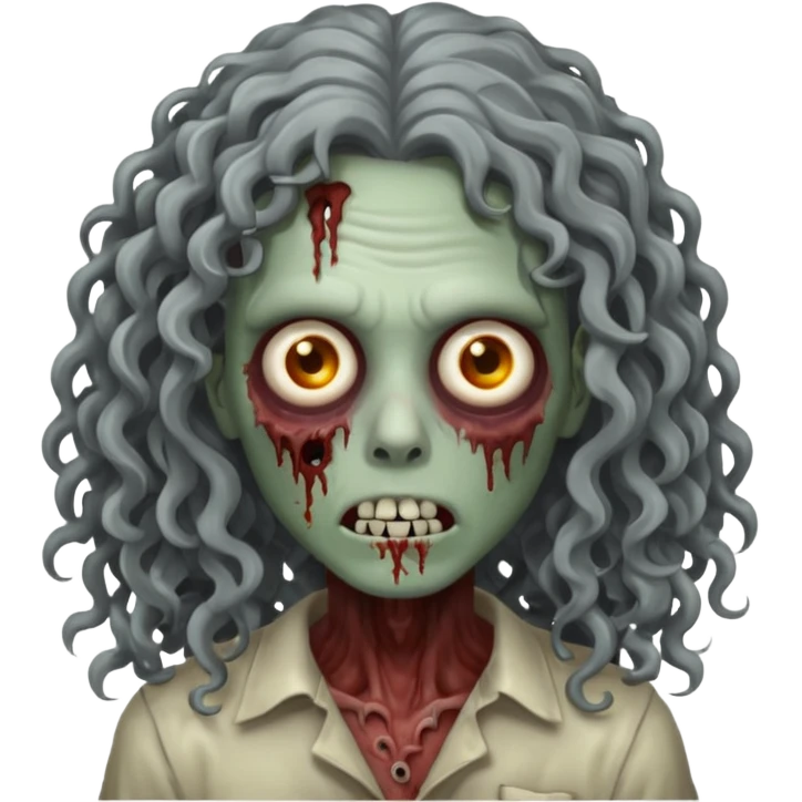 long curly haired zombie emoji