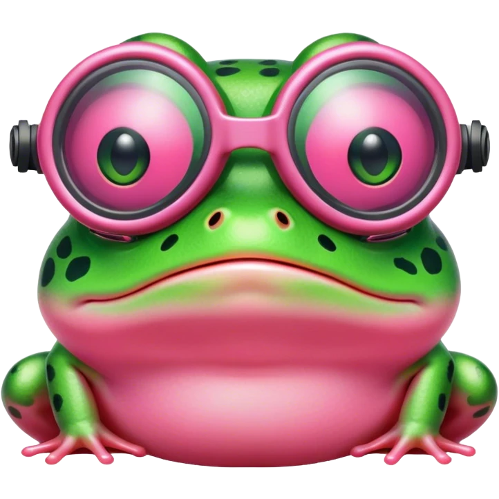 Pink frog with goggles on its head emoji