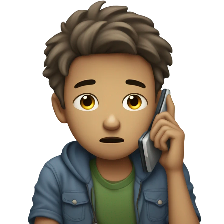 Sad and depressed boy that just broke up with his girlfriend because he only loves exc emoji