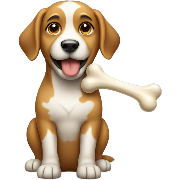 Dog sitting with bone emoji
