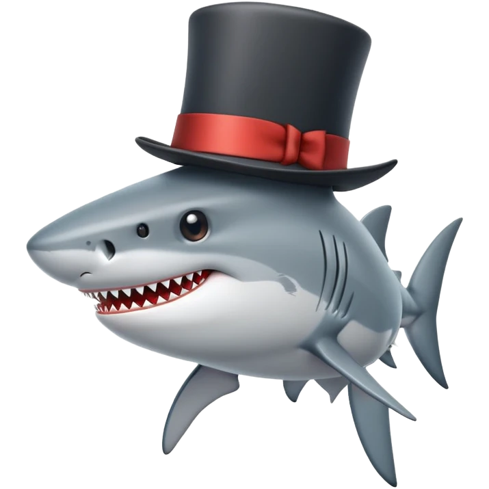 Shark with a top hat emoji