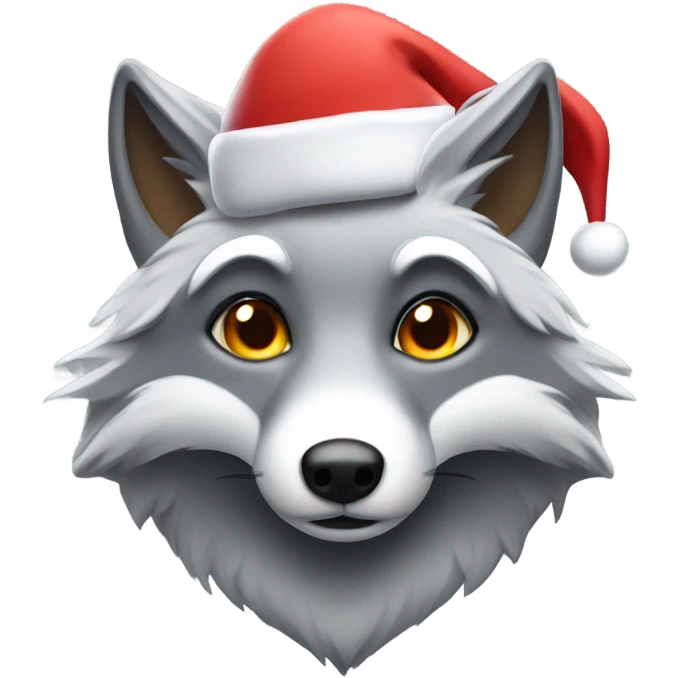 Silver fox with a Santa hat on emoji