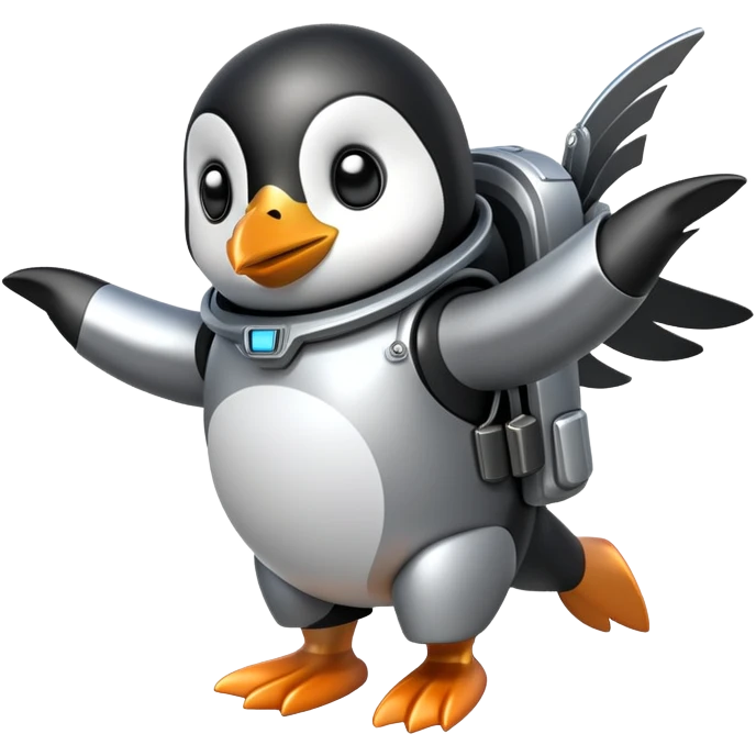 penguin with a jetpack emoji