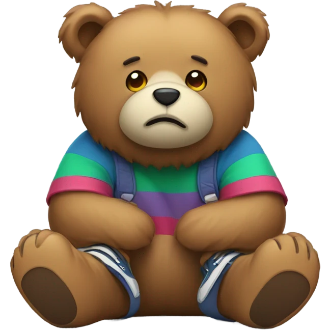 Sad bear wearing shoes emoji