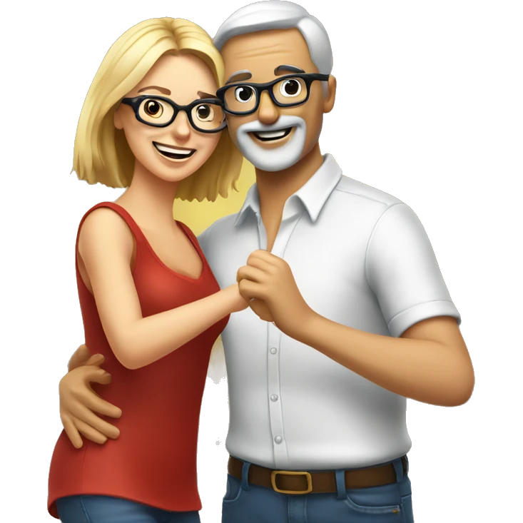 white couple dancing salsa the lady whereas eye glasses emoji