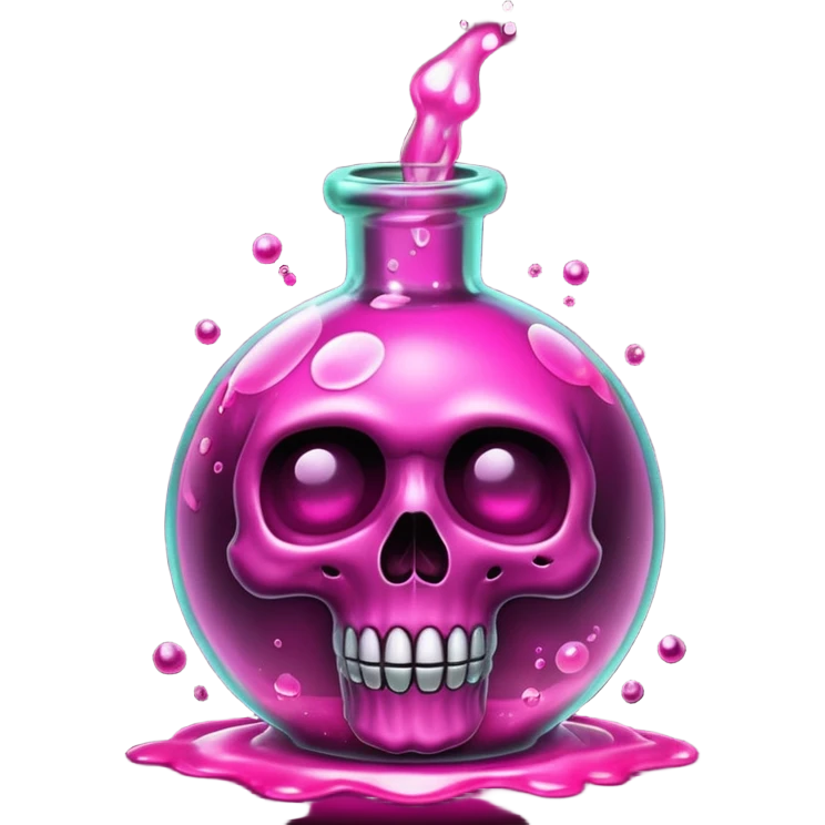 glitter toxic pink potion with dead symbol
 emoji