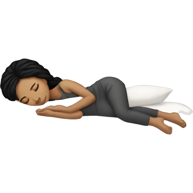White girl black hair sleeping with kitty emoji