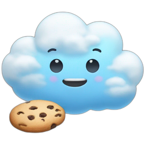 A cute cloud eating a cookie emoji