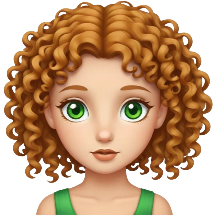 A fawn haired curly girl with green eyes  emoji
