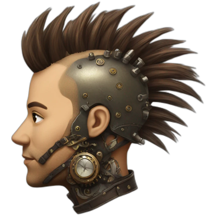 Photorealistic steampunk mohawk emoji