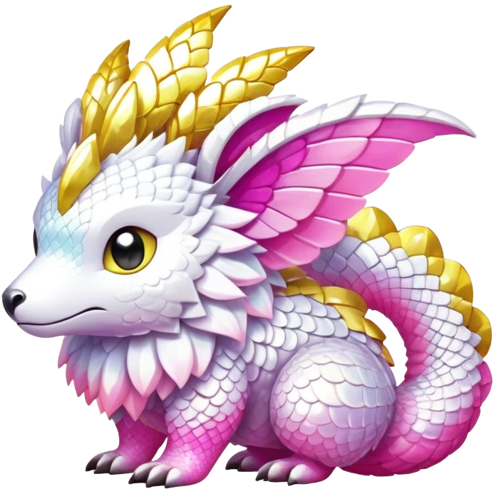 Shiny epic glittery white yellow pink animal-fakemon-creature emoji
