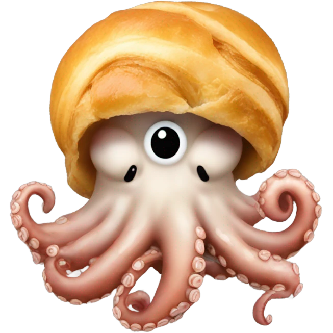 Octopus eating a croissant  emoji