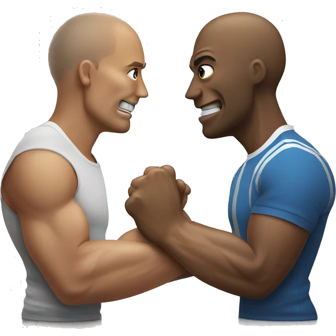 arm wrestling with tennis racket in other hand emoji