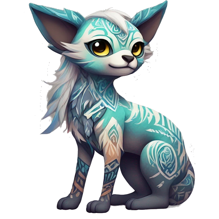 cute Kawaii edgy ethereal shy epic tribal fantasy animal fursona Fionbri creature by griffsnuff & LiLaiRa & Falvie with exotic colors with intricate patterns full body emoji