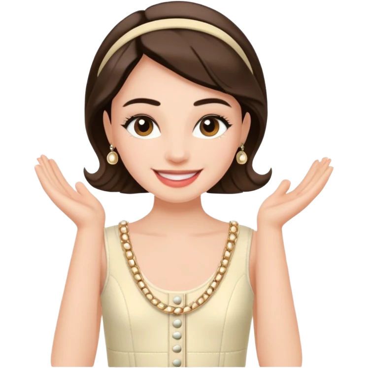 ma petite sœur, qui prend un vêtement pour adultes chez Chanel et la emoji