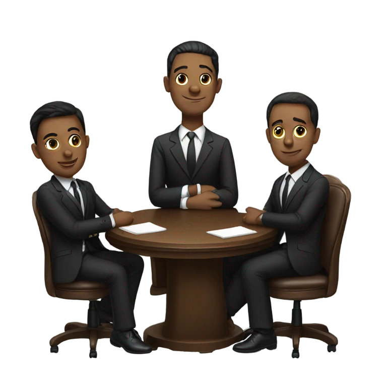 5 people in suits sitting at a table emoji