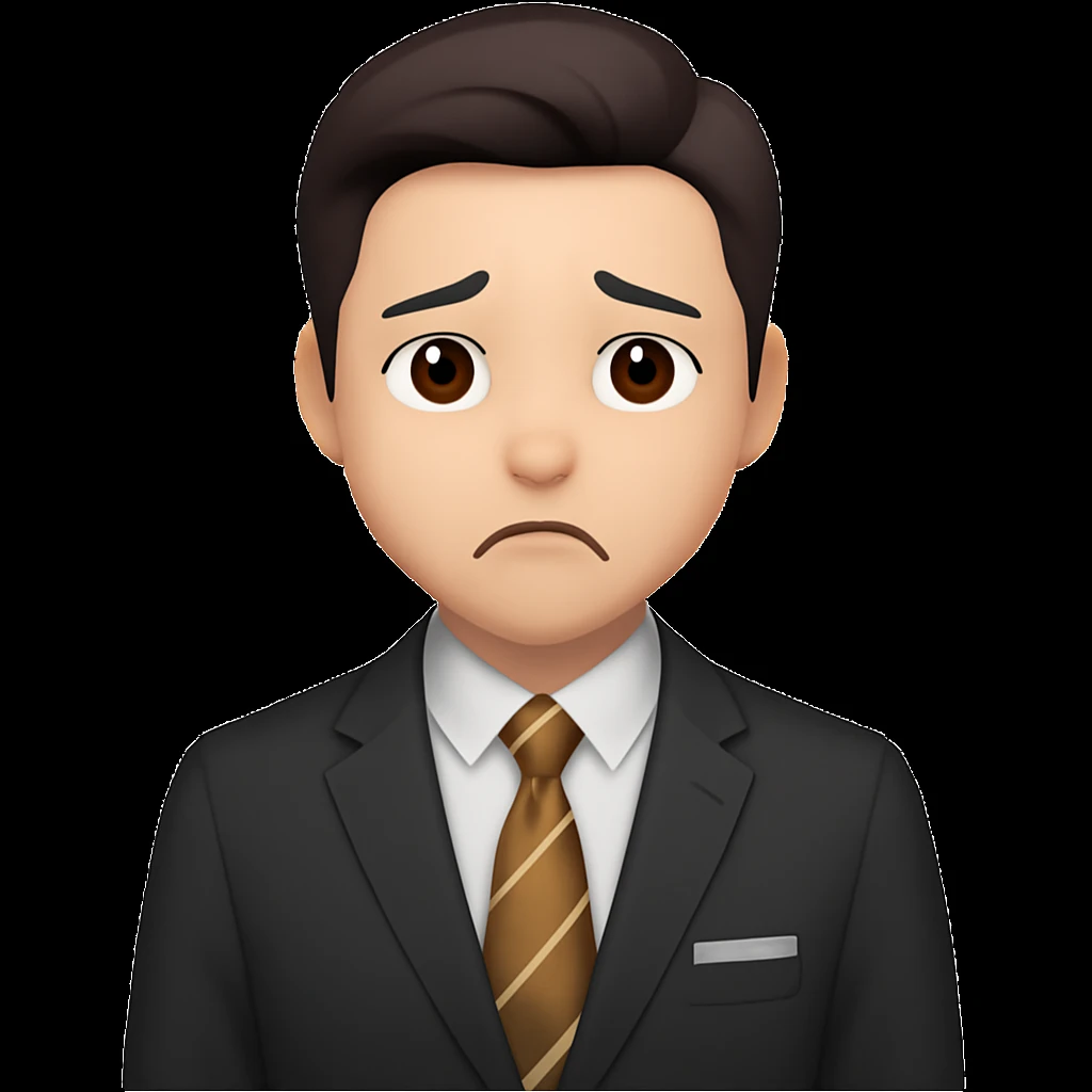 Change the facial expression to sad, keeping the same style as the reference image. emoji