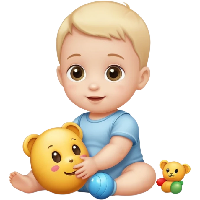 friendly and fun baby crawling with a toy nearby emoji
