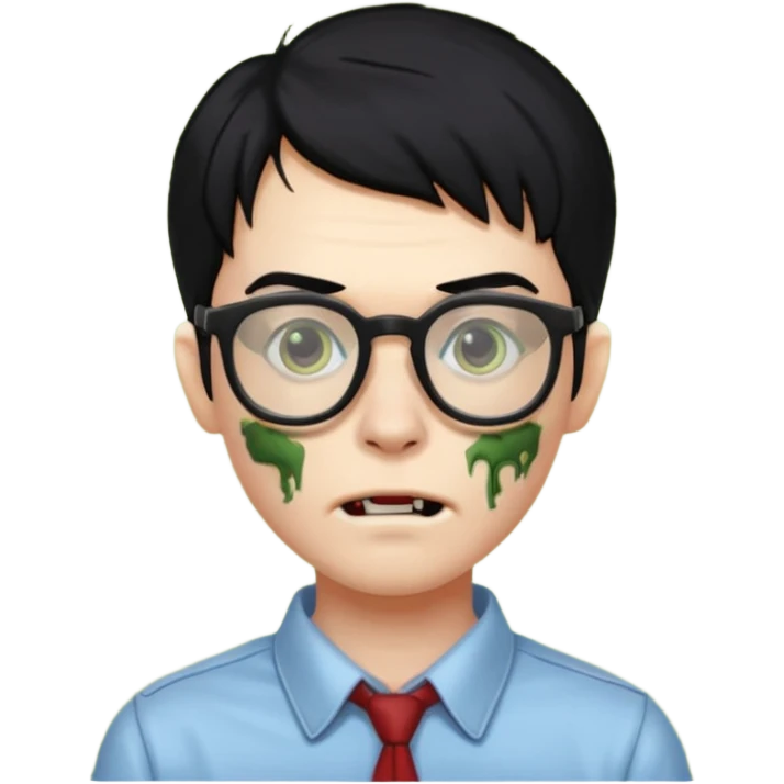 Zombie nerd cabelo preto emoji