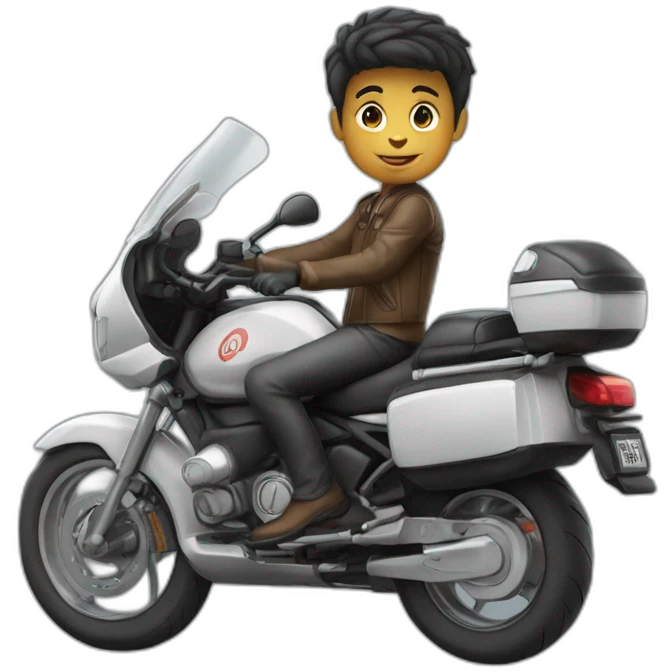 Un garçon en welling sur une moto emoji