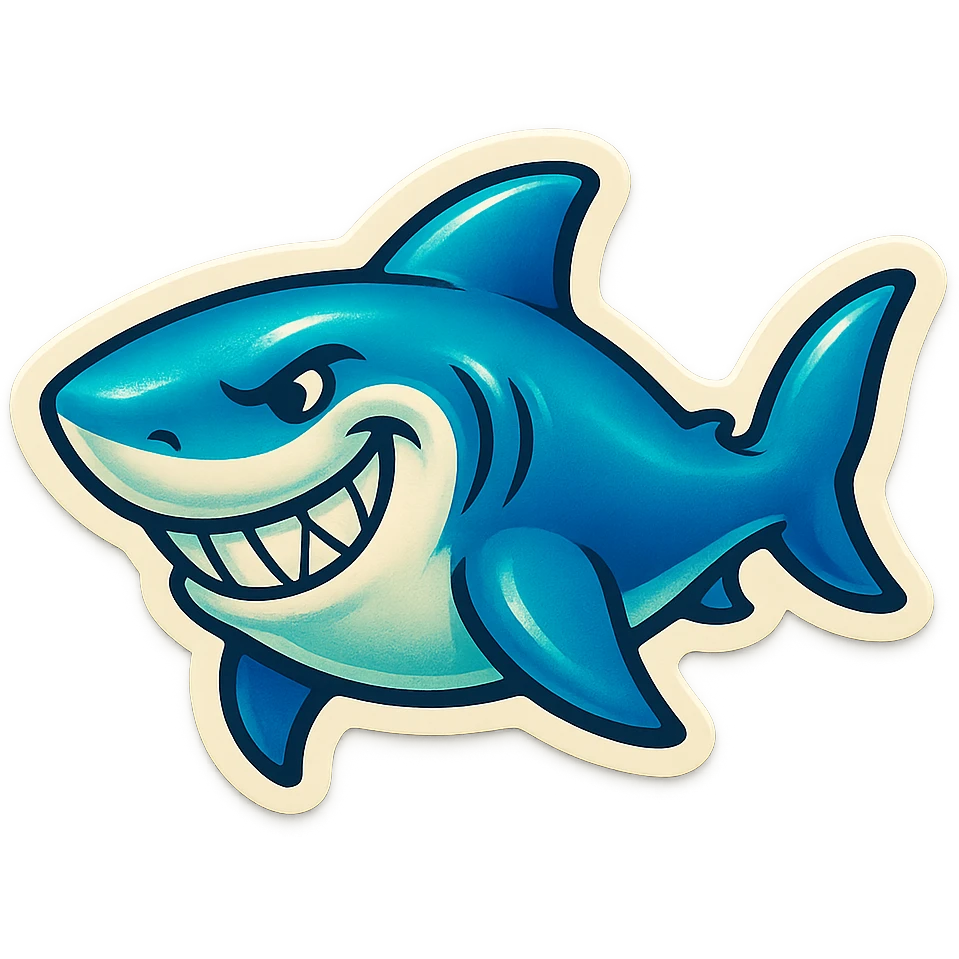 A SHARK WITH A GRIN emoji