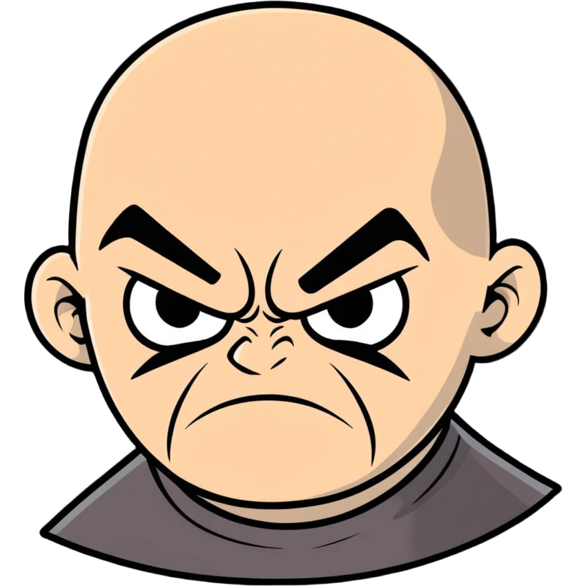 angry frowning cartoon expression of bald strong man, suitable for emoji sticker emoji