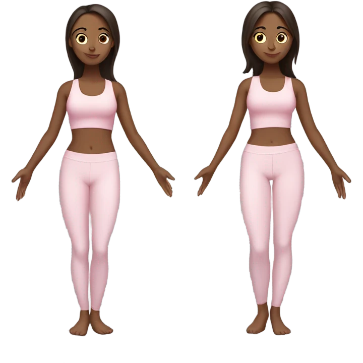 Brunette yoga girl light pink clothes n emoji