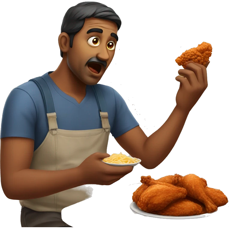 Indian man eating fried chicken  emoji