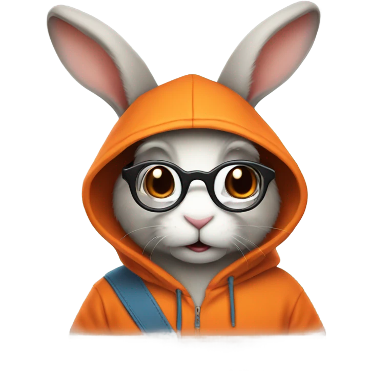  it specialist rabbit with glasses orang hoodie emoji