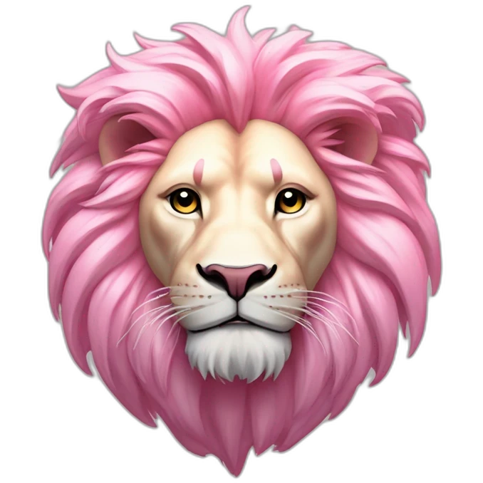 Create a carnival Theme lion in Light white pink & pastel pink, cross fire by hunters strip on back emoji