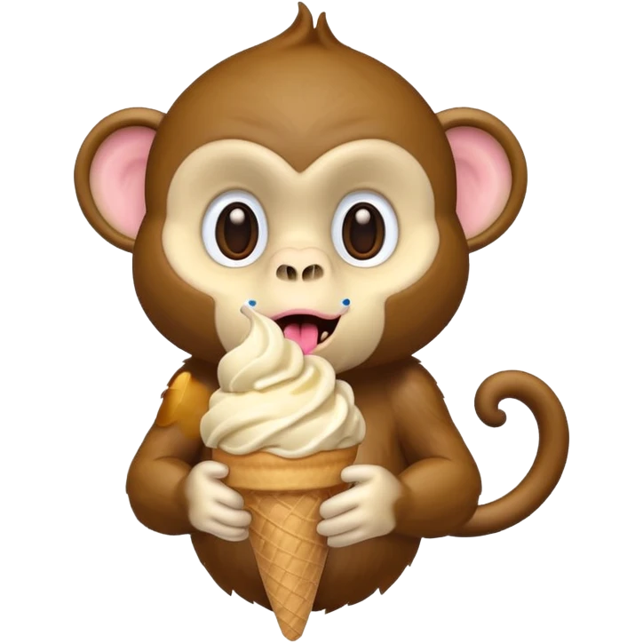 a monkey with an ice cream cone coming out of its mouth emoji
