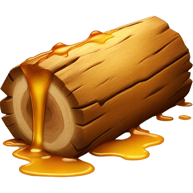 A wooden log covered in honey dripping on it emoji
