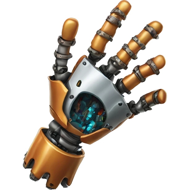 Robot hand with a brash  emoji