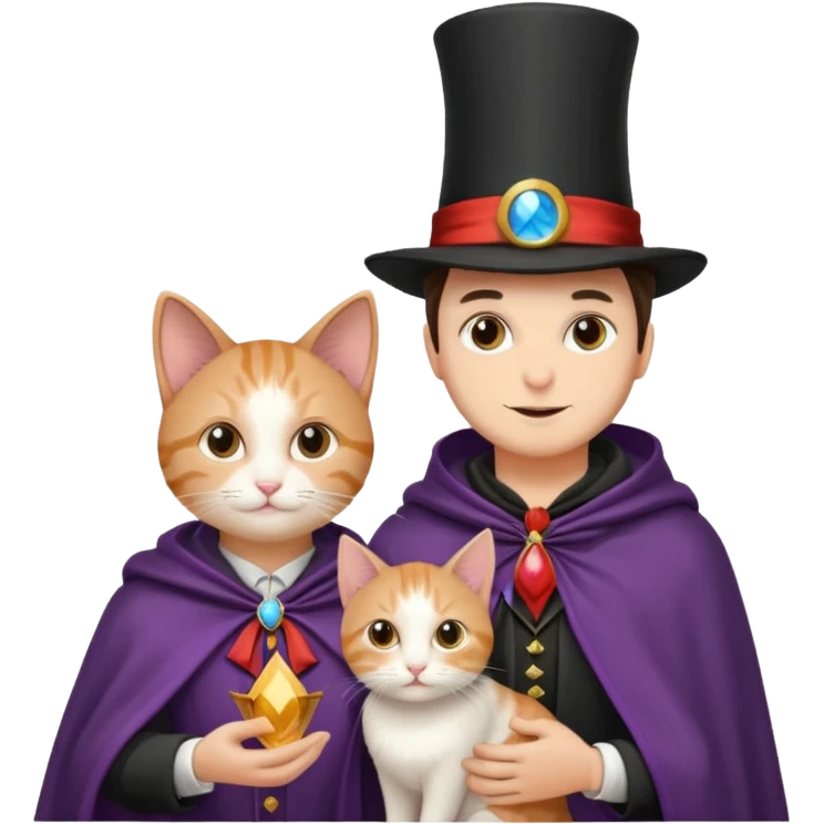 magician couple and their pet cat emoji