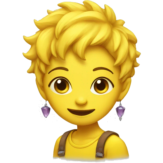 Female Cute Monster with Yellow shirt and earrings exploring the nature  emoji