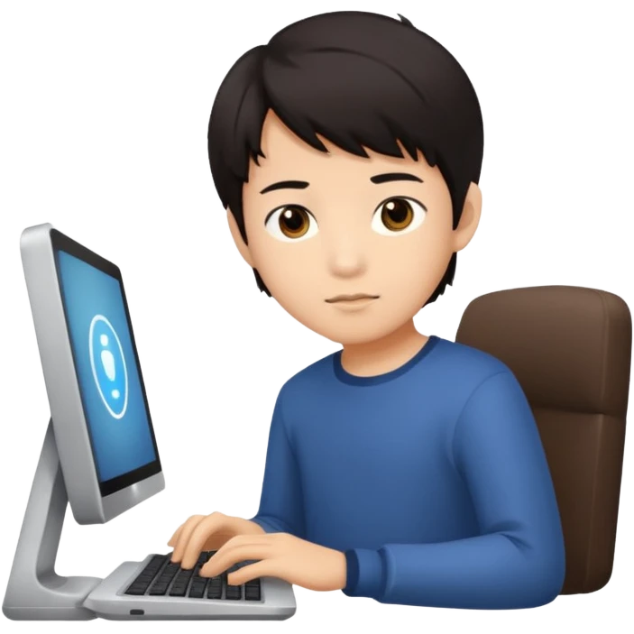 asian boy on computer emoji