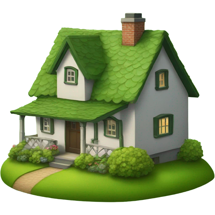 Cottage on a green hill  emoji