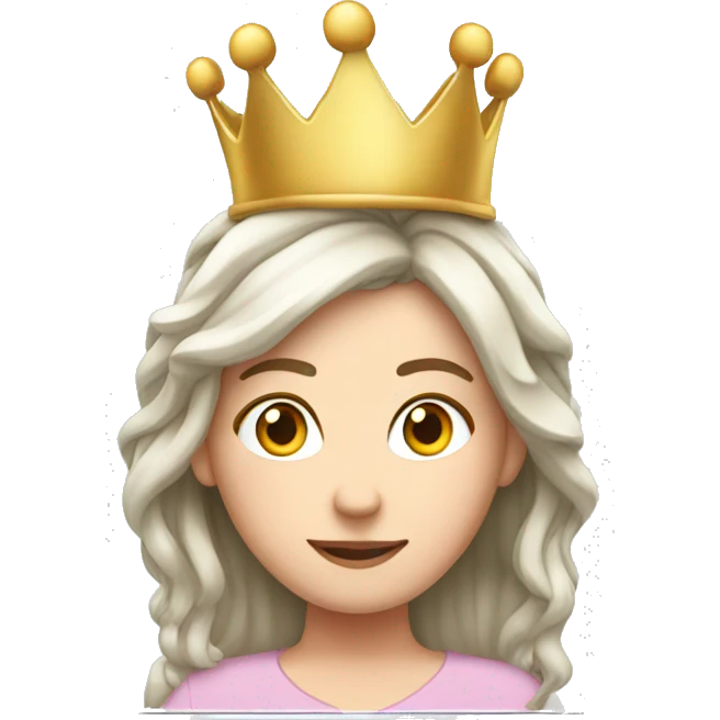 White girl on laptop with a crown on her head emoji
