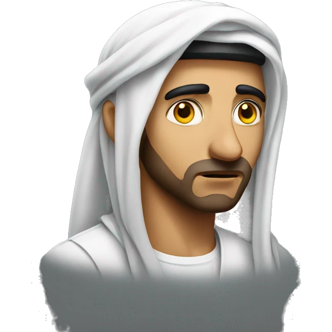Arab holding his head photorealistic serious emoji