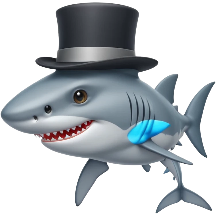 Shark with a top hat emoji