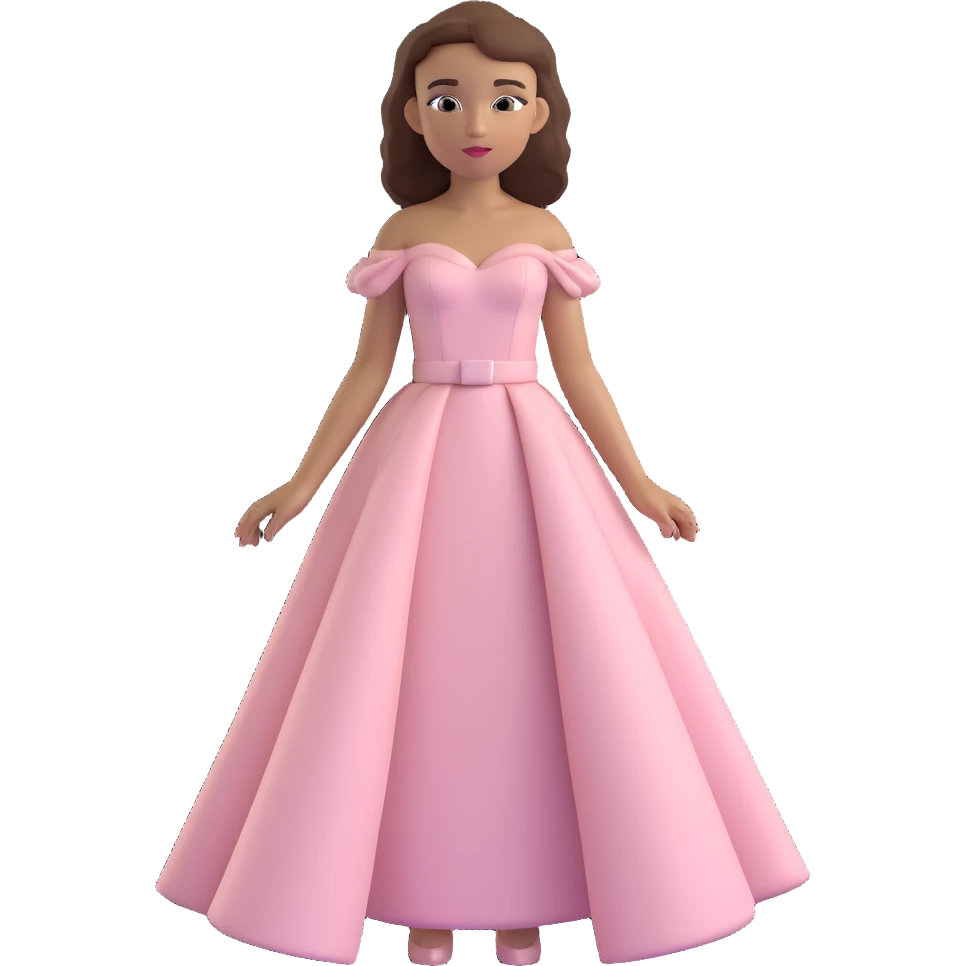 vintage rococo mixed woman with brown hair and light skin in a light pink beautiful gown emoji